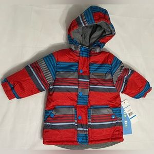 Wippette Toddler Outdoor Fleece Hooded Winter Jacket Red/Blue Size 12 Months